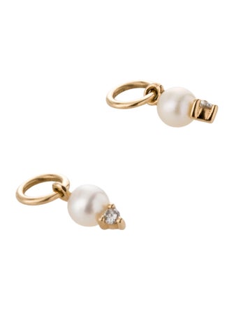 Mejuri 14K Pearl & Diamond Hoop Charm
