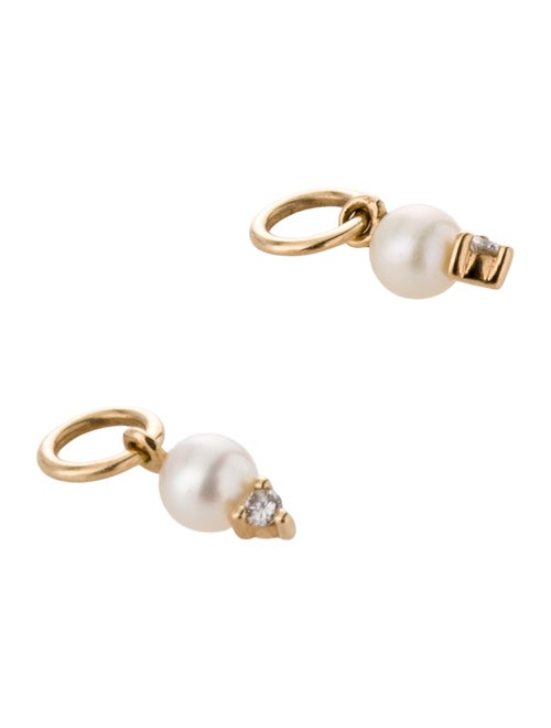 Mejuri 14K Pearl & Diamond Hoop Charm