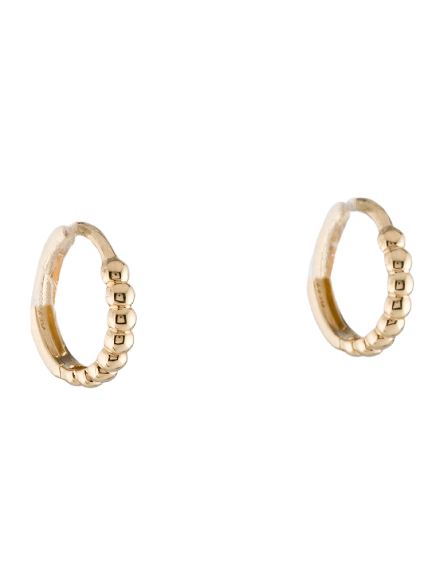 Mejuri 14K Beaded Huggie Hoop Earrings