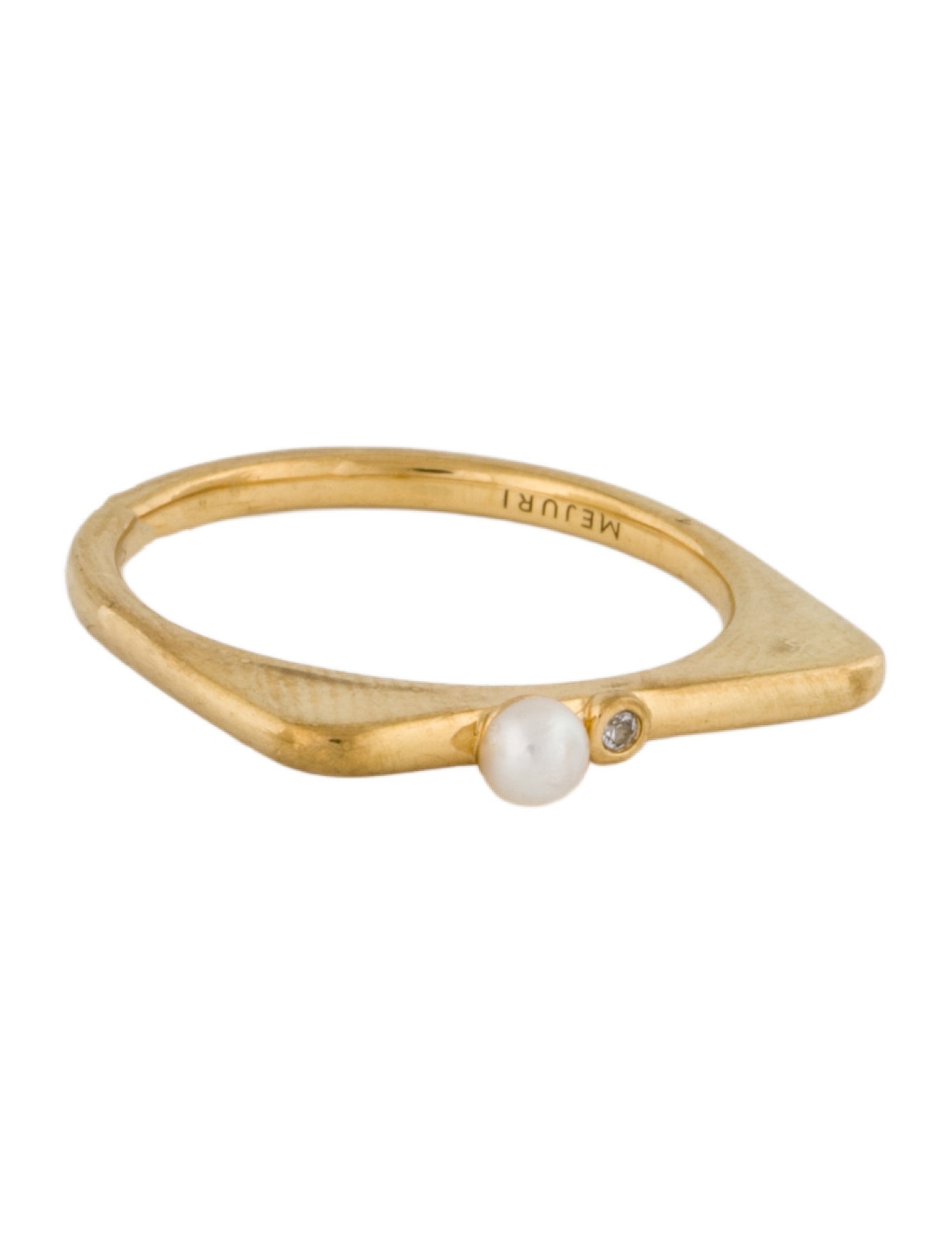 Mejuri Pearl & Synthetic Sapphire Puzzle Stacking Ring