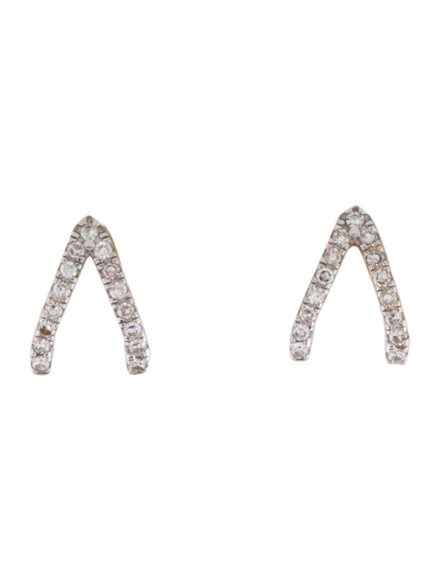 Mejuri 14K Diamond Wishbone Stud Earrings