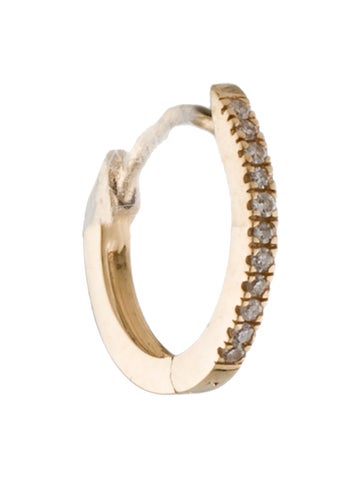 Pre-owned Mejuri 14k Pavé Diamond Single Huggie Hoop Earring In Multi