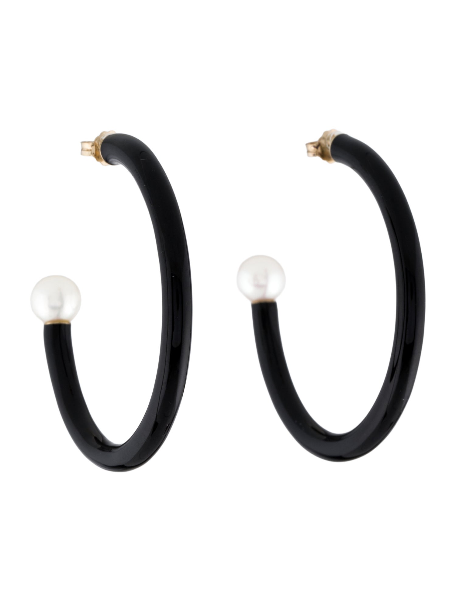 Mejuri Pearl & Enamel Hoop Earrings