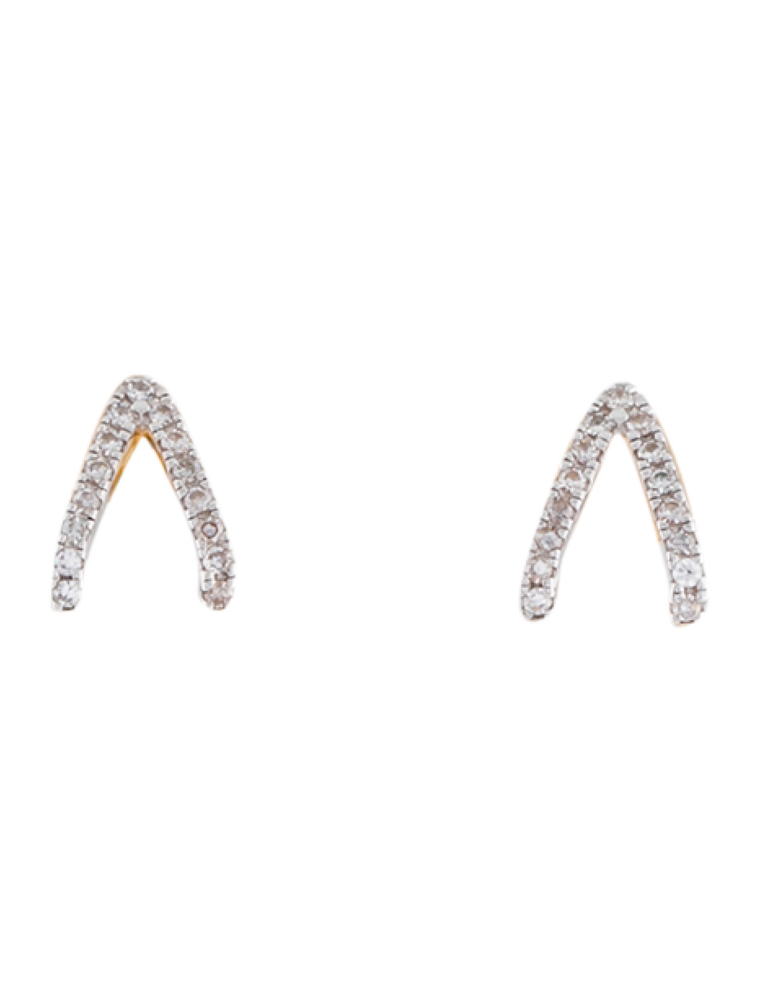 Mejuri 14K Diamond Wishbone Stud Earrings