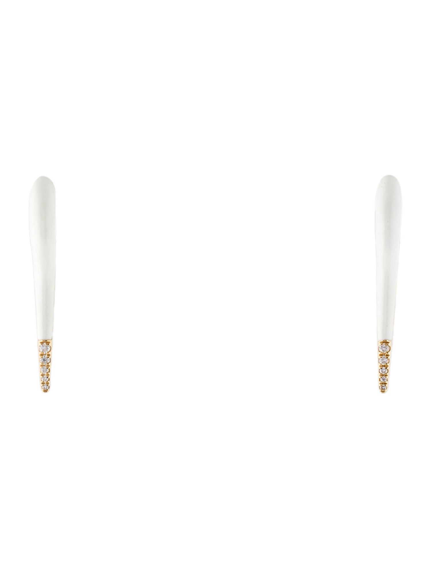 Melissa Kaye 18K Diamond Enamel Lola Needle Earrings