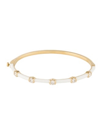 Melissa Kaye 18K 1.00ctw Diamond Enamel Hinged Bangle Bracelet
