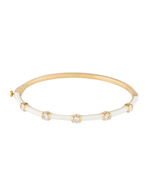 Melissa Kaye 18K 1.00ctw Diamond Enamel Hinged Bangle Bracelet