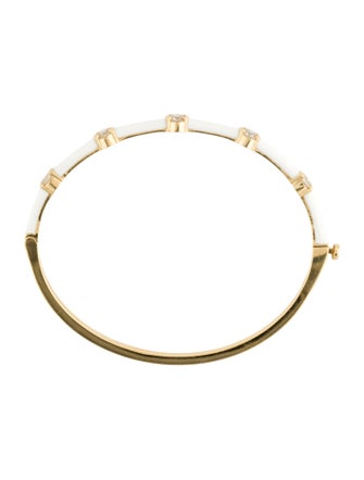 Melissa Kaye 18K 1.00ctw Diamond Enamel Hinged Bangle Bracelet