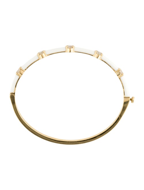Melissa Kaye 18K 1.00ctw Diamond Enamel Hinged Bangle Bracelet