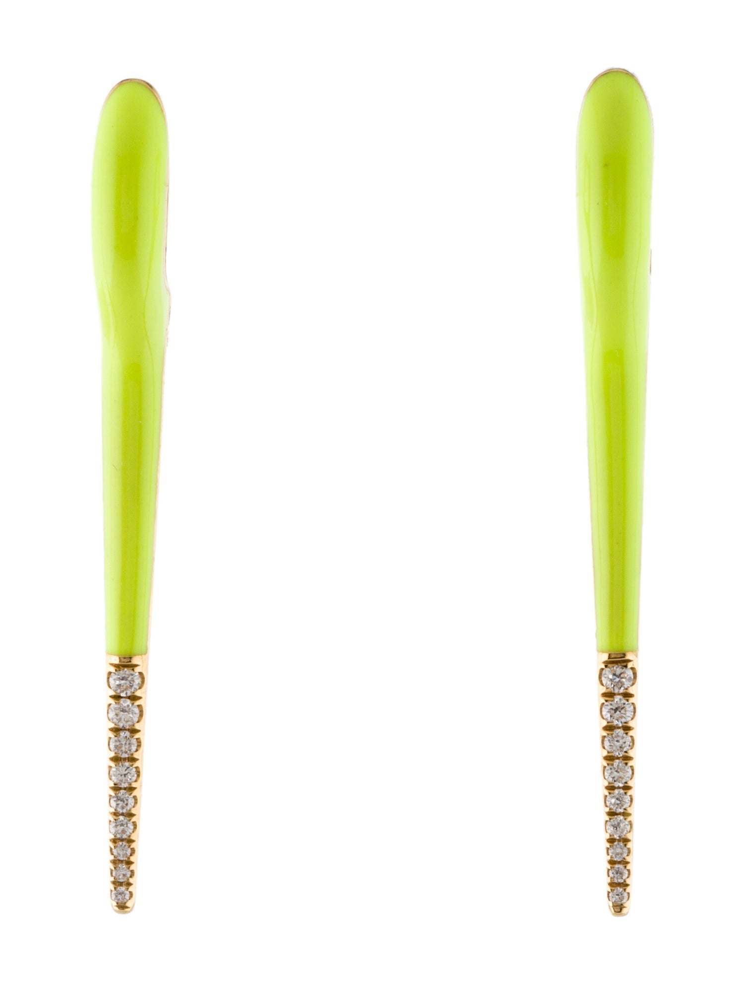 Melissa Kaye 18K Diamond Enamel Lola Needle Earrings