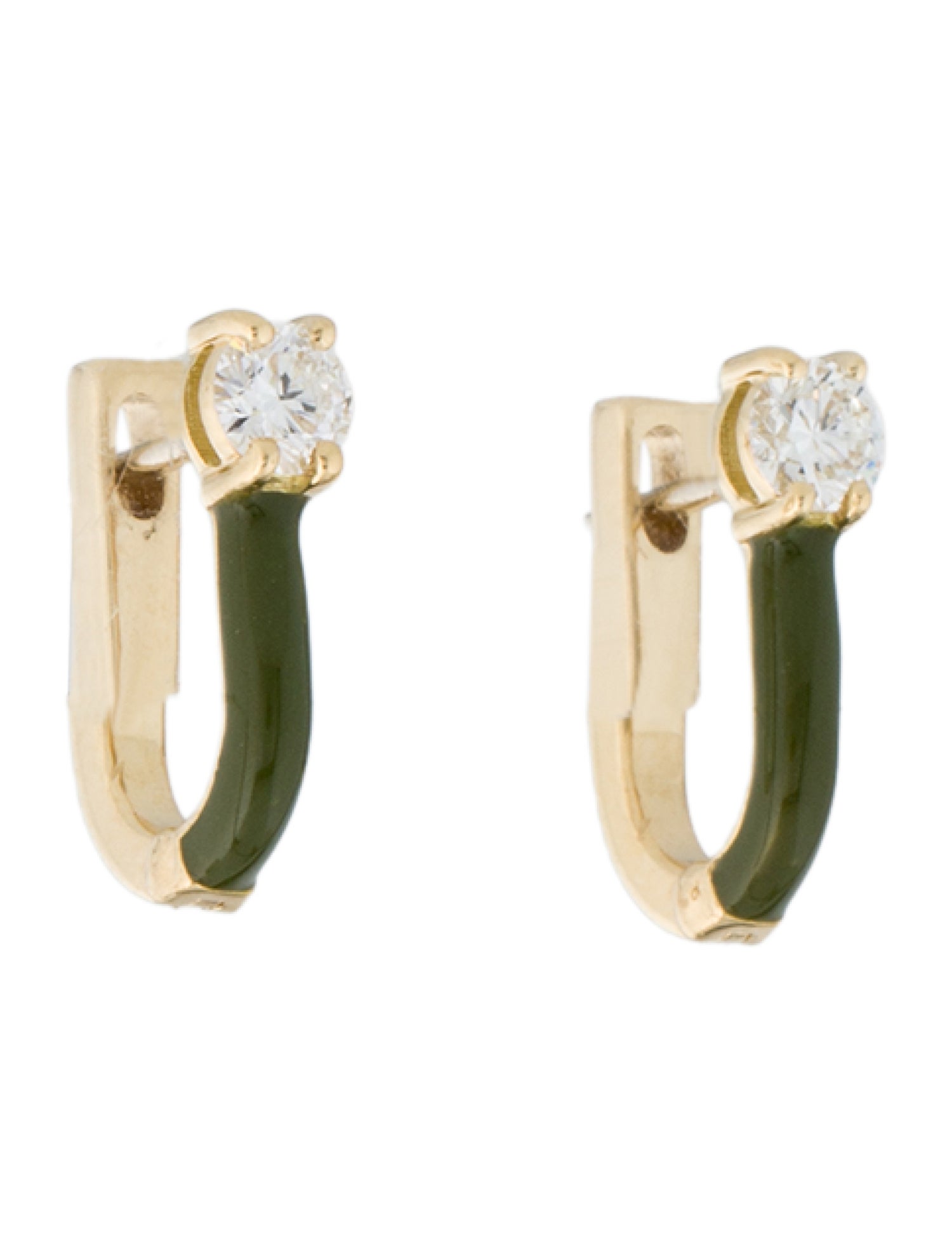 Melissa Kaye 18K Diamond & Enamel Aria U Hoop Earrings