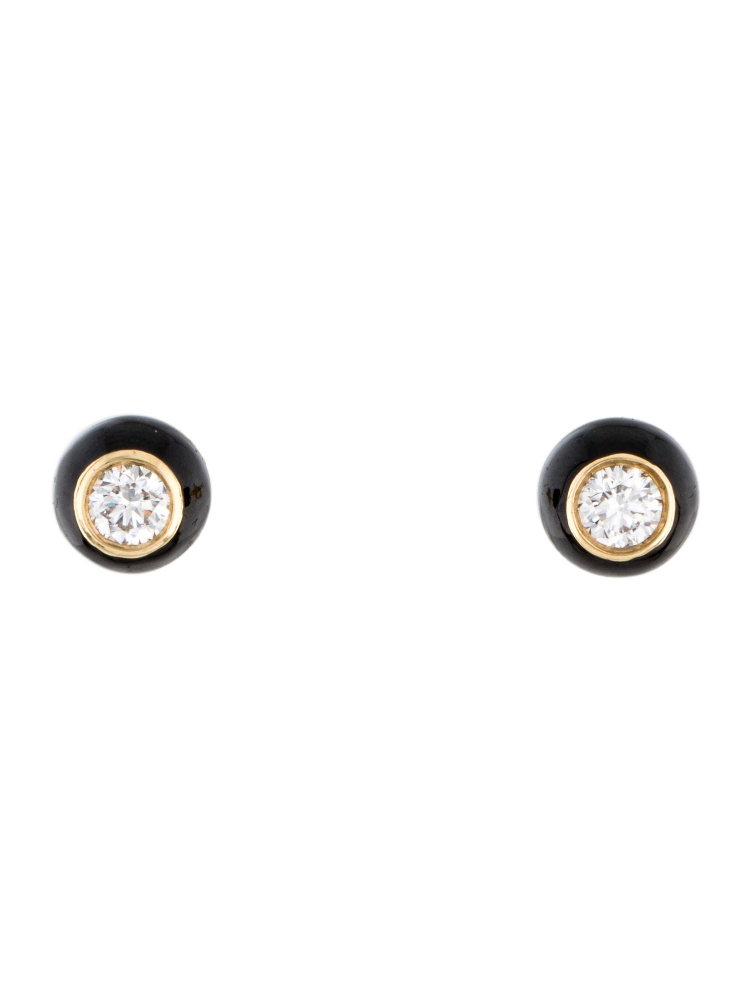 Melissa Kaye 14K Diamond & Enamel Stud Earrings
