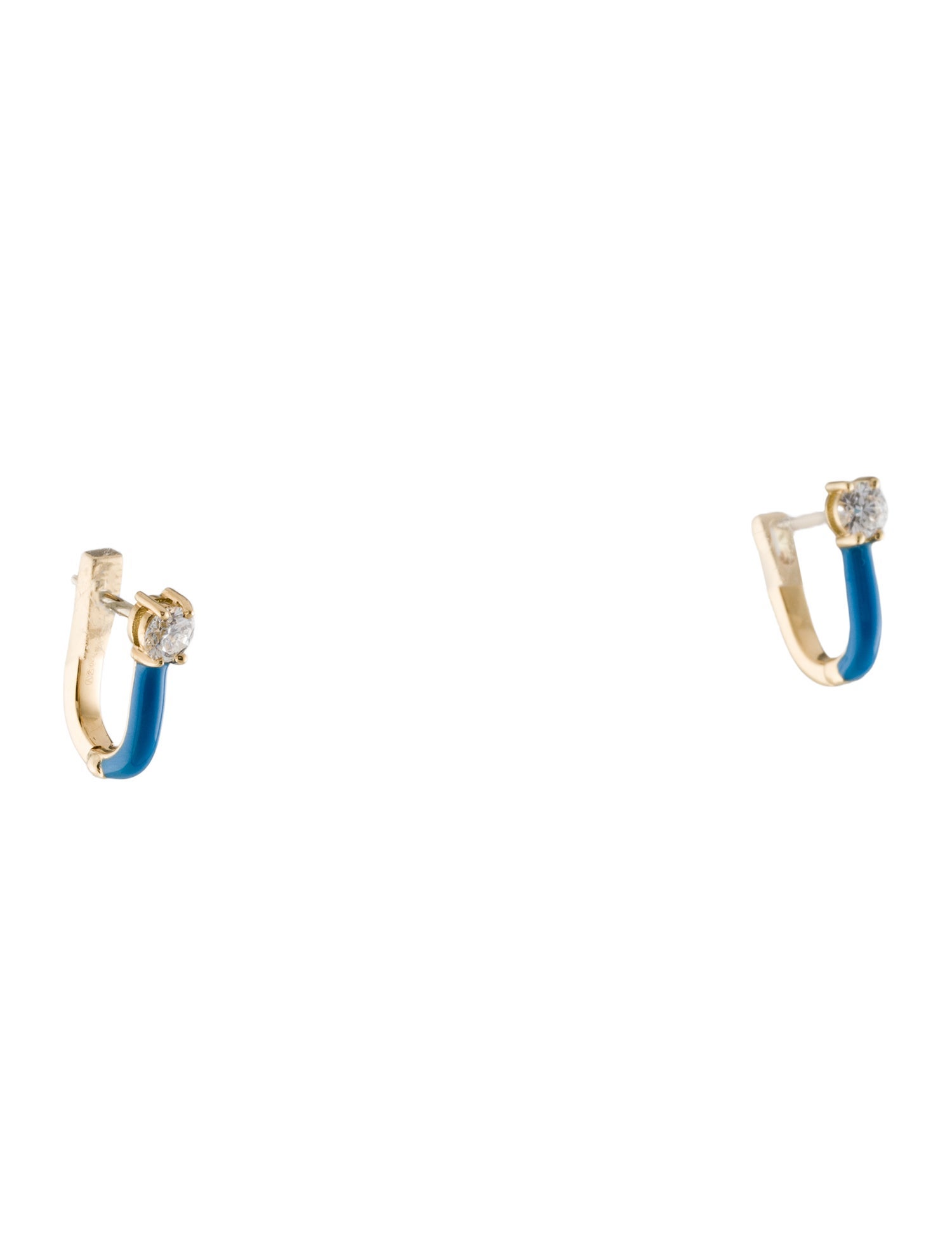 Melissa Kaye 18K Diamond & Enamel Aria U Hoop Earrings