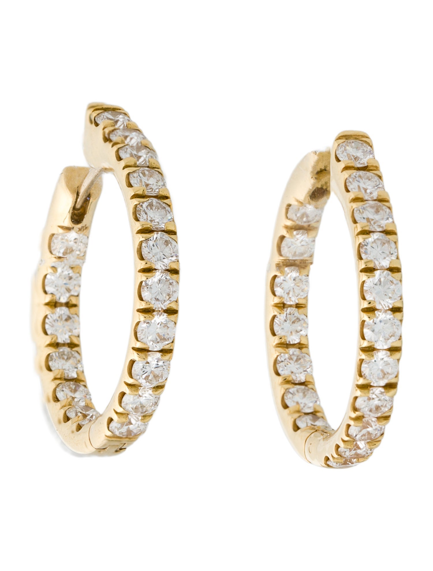 Melissa Kaye 18K 2.21ctw Diamond Medium Honey Hoop Earrings