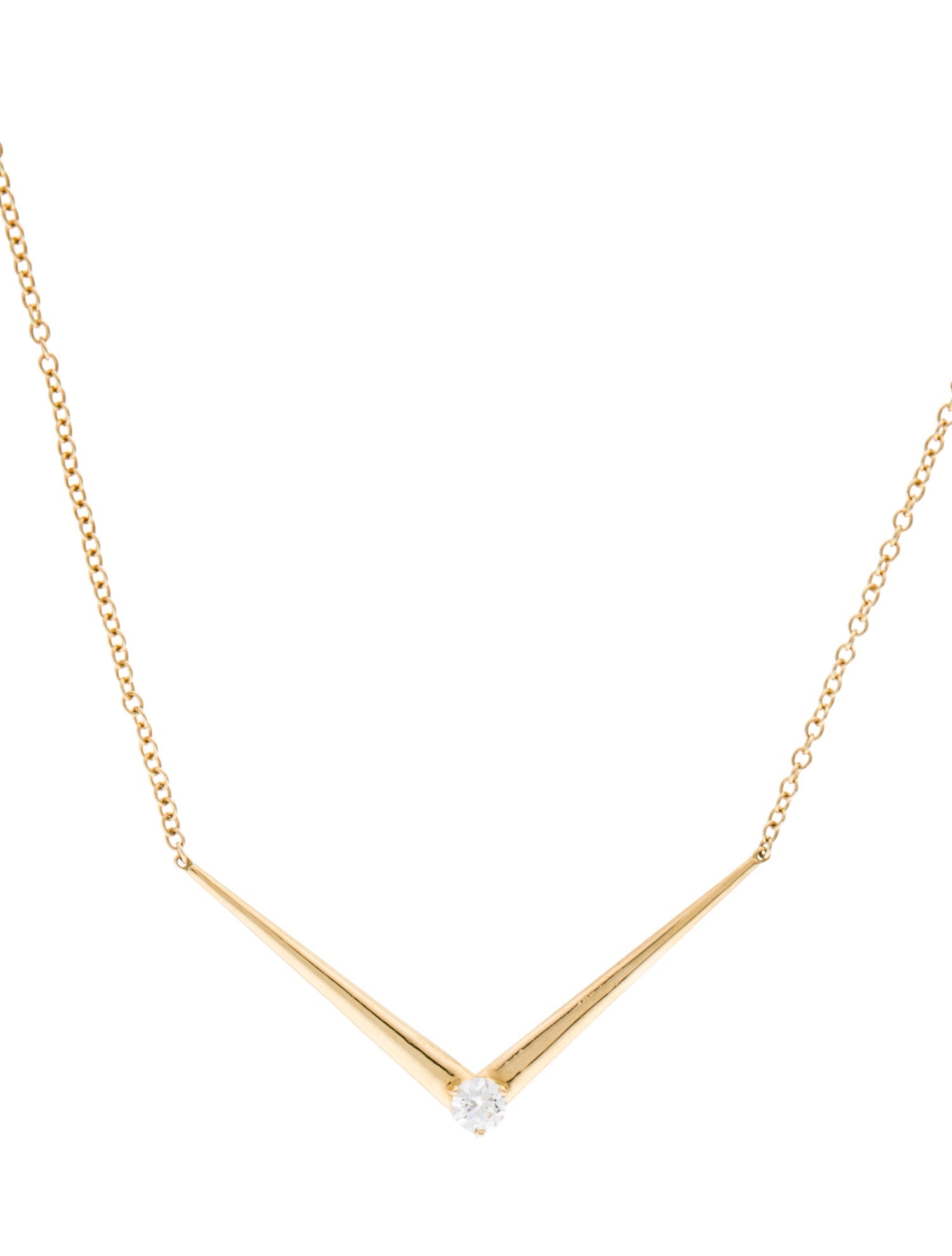 Melissa Kaye 18K Diamond Aria V Pendant Necklace