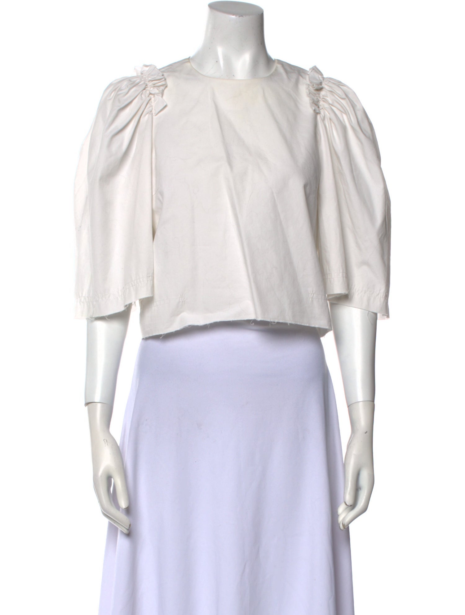 Melitta Baumeister Bateau Neckline Three-Quarter Sleeve Crop Top