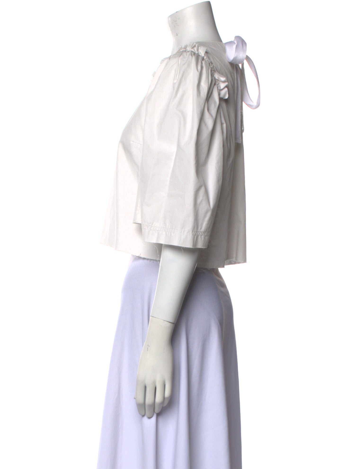 Melitta Baumeister Bateau Neckline Three-Quarter Sleeve Crop Top