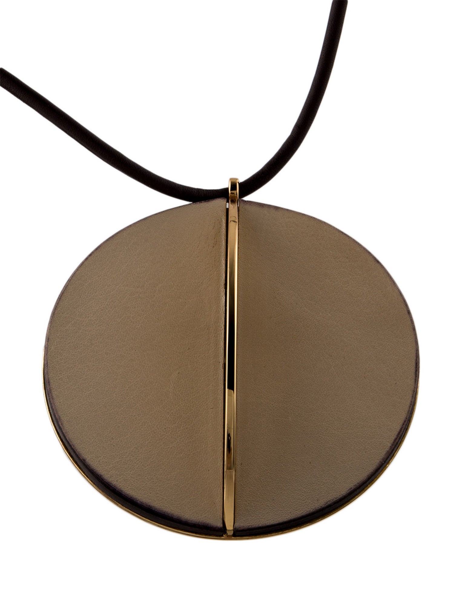 Mercedes Castillo Leather Circle Pendant Necklace