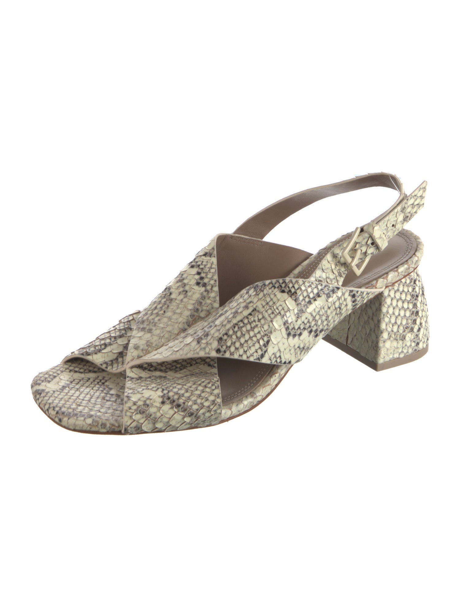 Mercedes Castillo Embossed Leather Animal Print Slingback Sandals