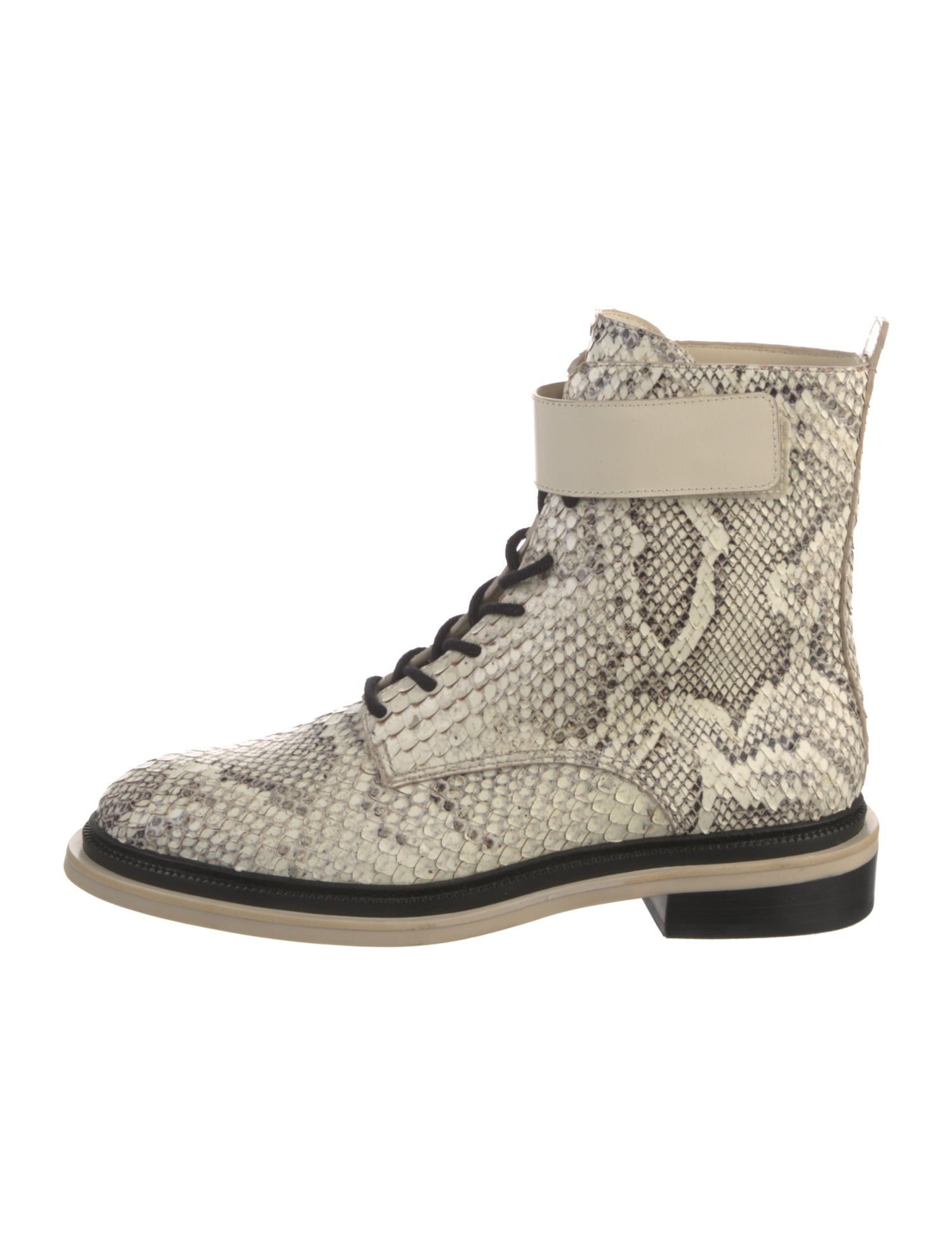 Mercedes Castillo Snakeskin Animal Print Combat Boots