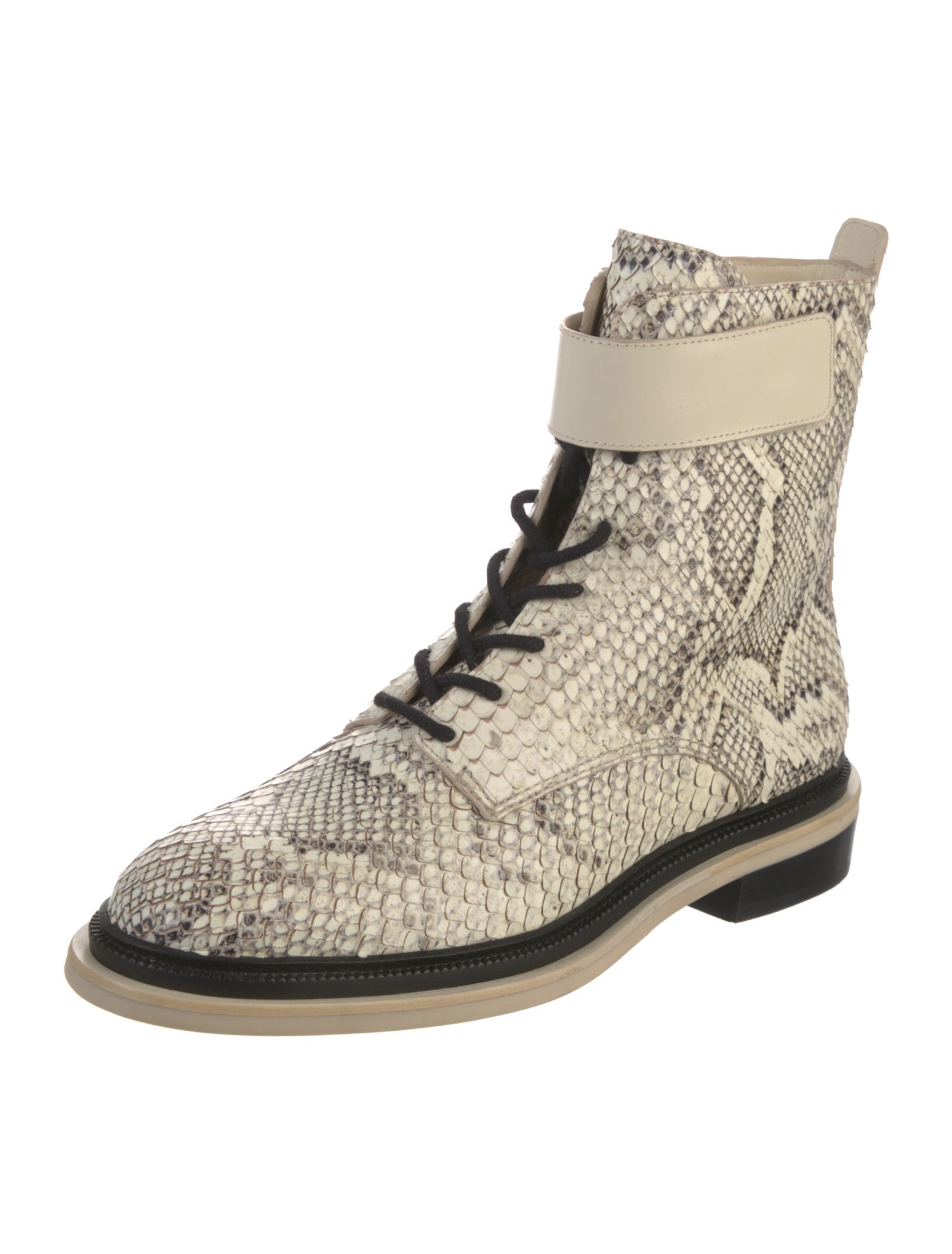 Mercedes Castillo Snakeskin Animal Print Combat Boots