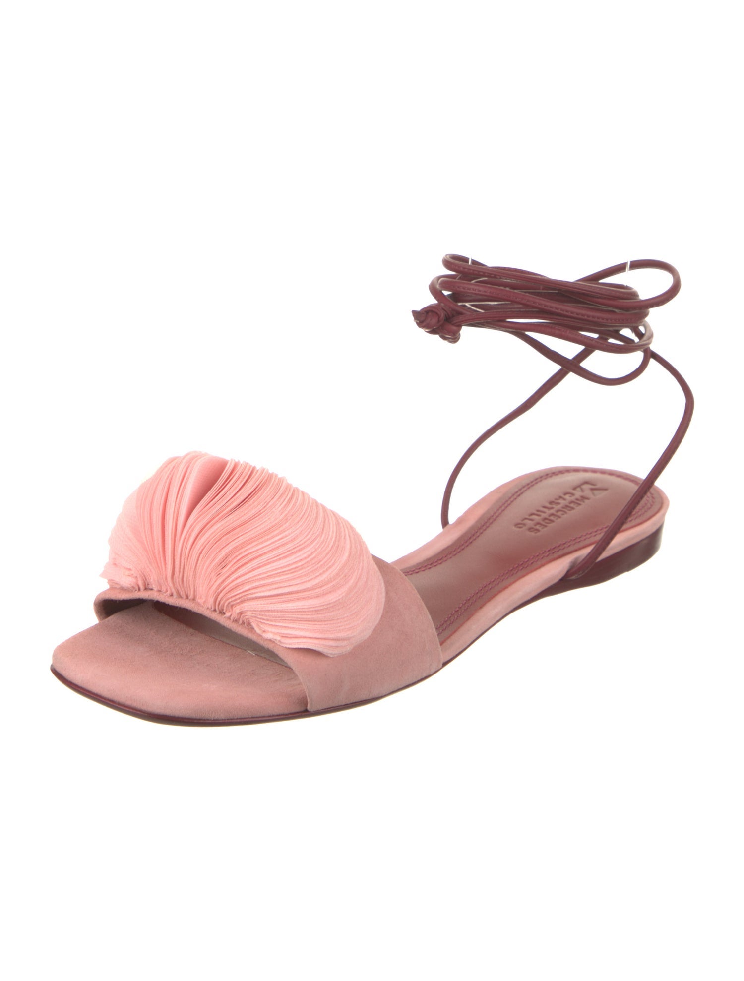 Mercedes Castillo Suede Pleated Accents Sandals