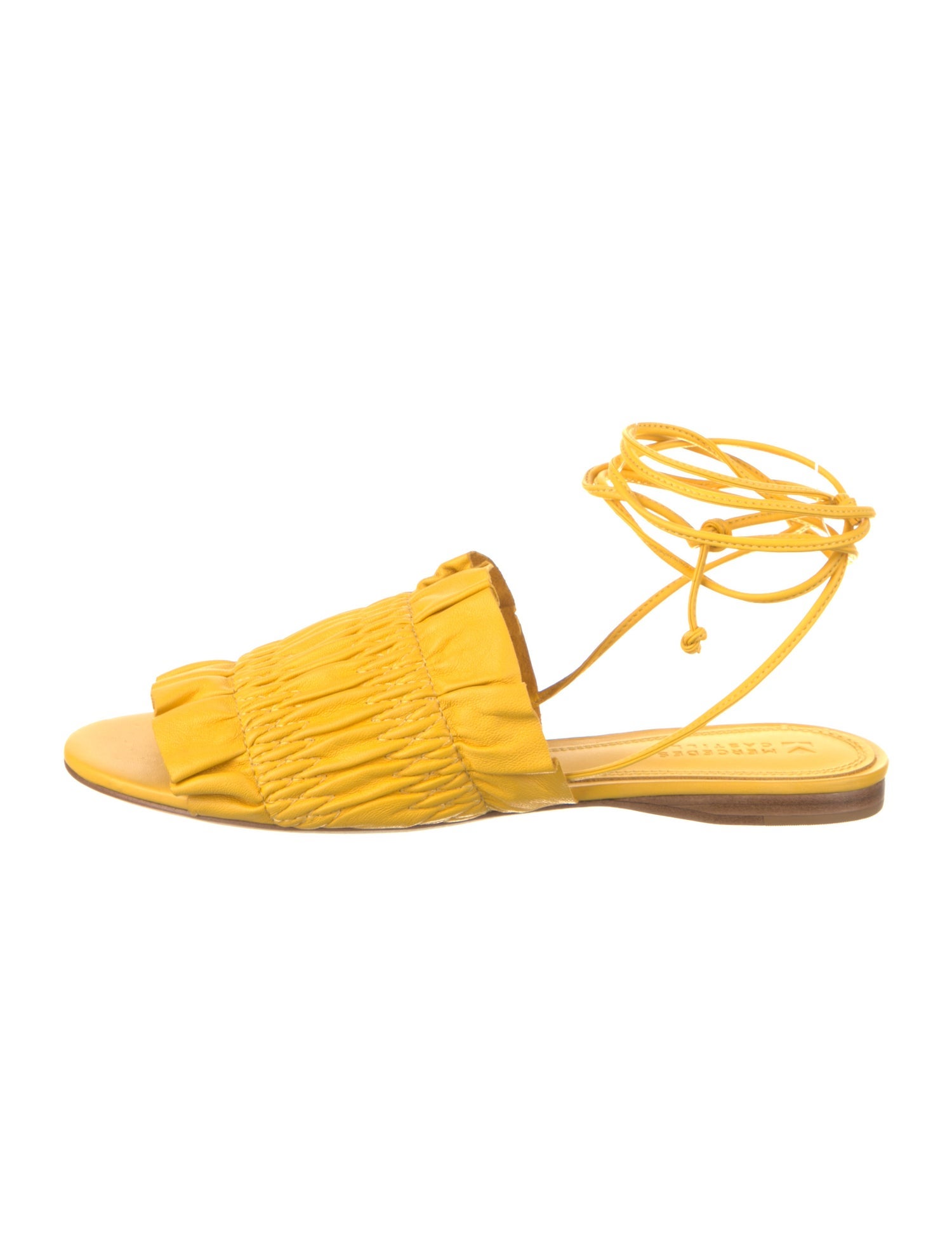 Mercedes Castillo Leather Ruffle Embellishment Sandals