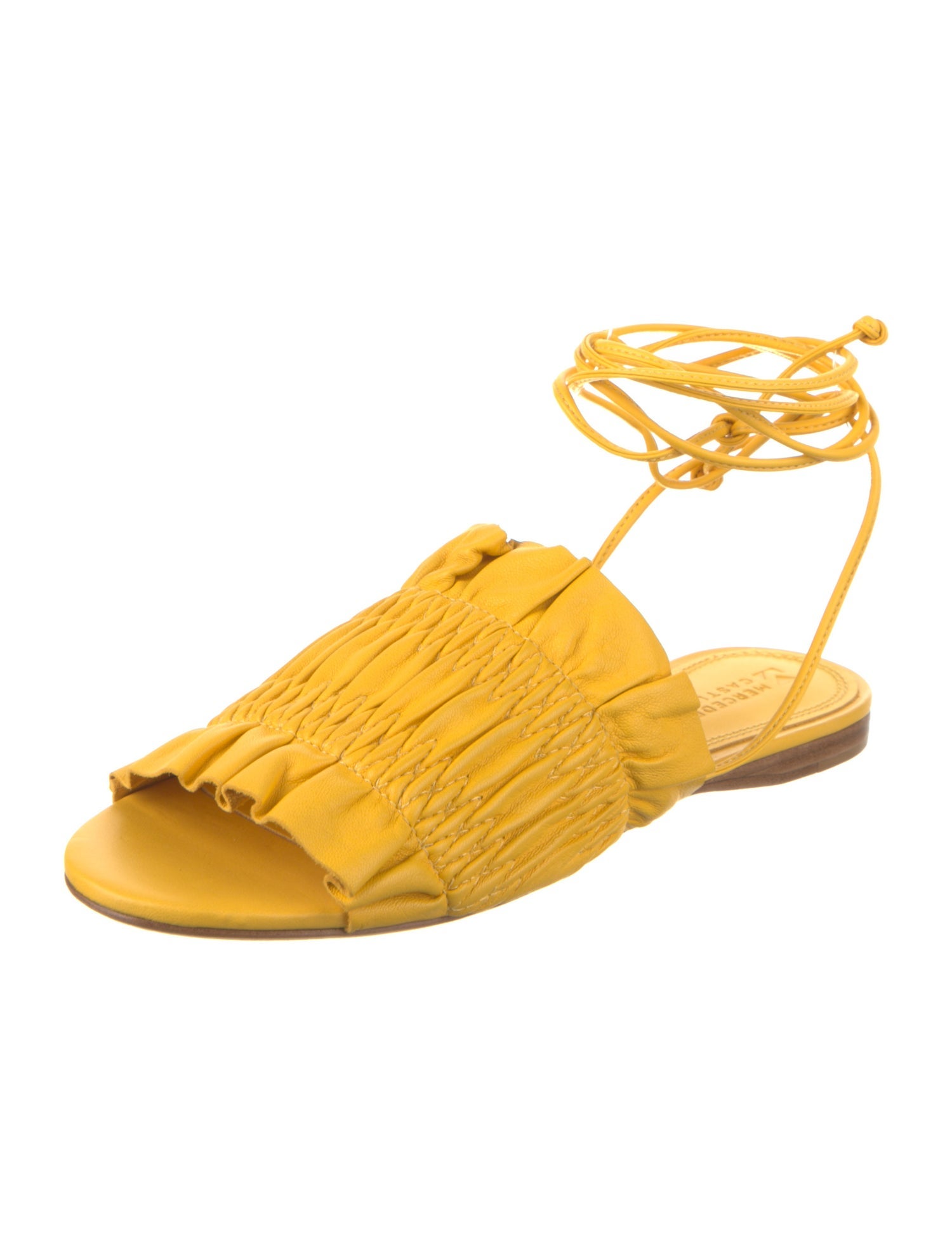 Mercedes Castillo Leather Ruffle Embellishment Sandals