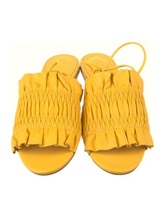 Mercedes Castillo Leather Ruffle Embellishment Sandals