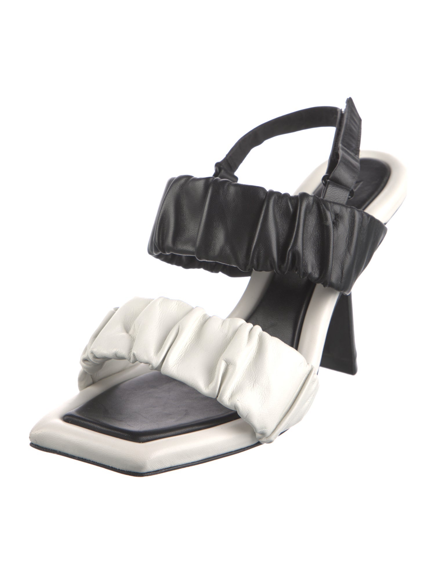 Mercedes Castillo Leather Colorblock Pattern Slingback Sandals