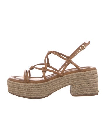Pre-owned Mercedes Castillo Leather Espadrilles In Brown