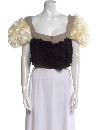 Meryll Rogge Colorblock Pattern Square Neckline Crop Top