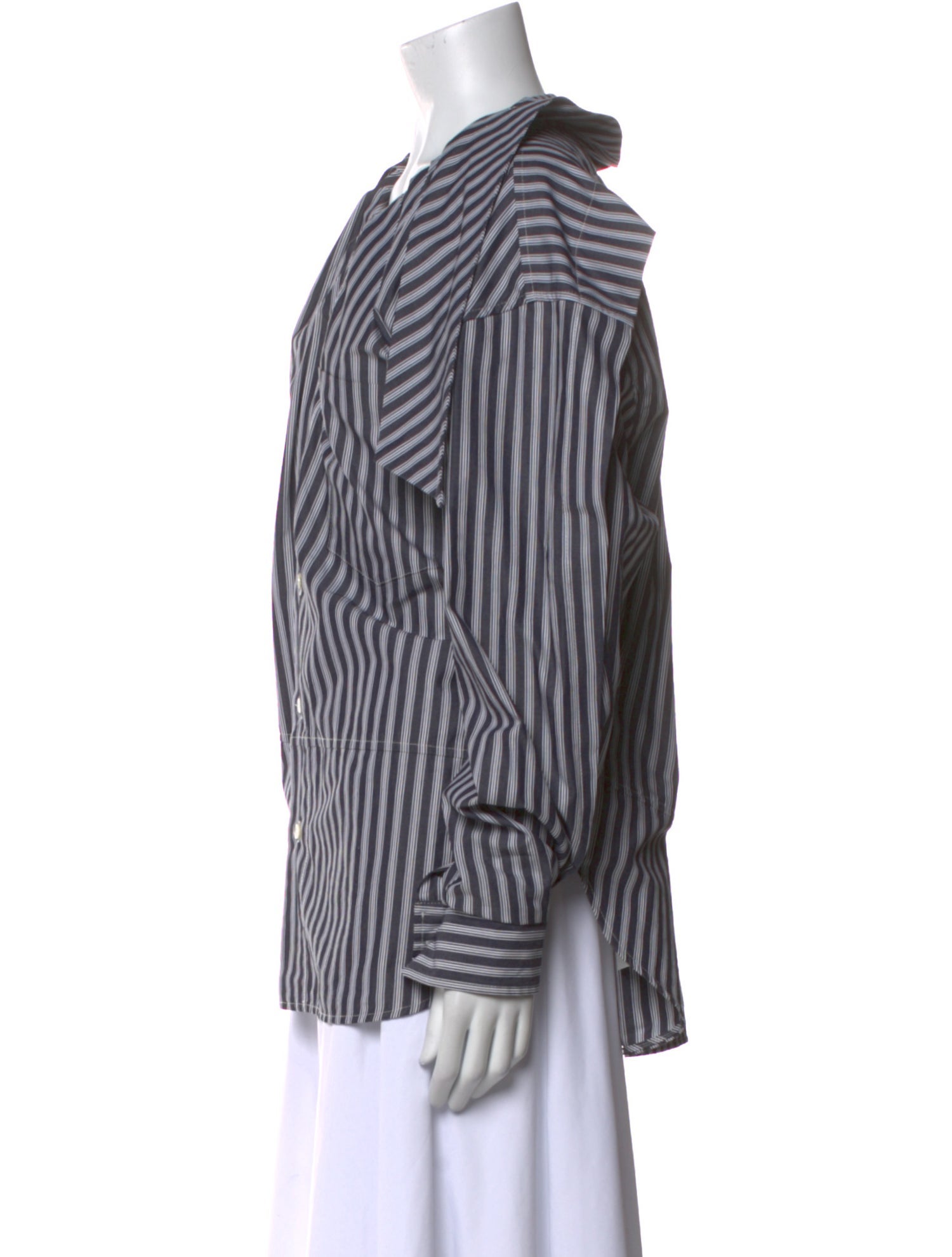 Meryll Rogge Striped V-Neck Button-Up Top