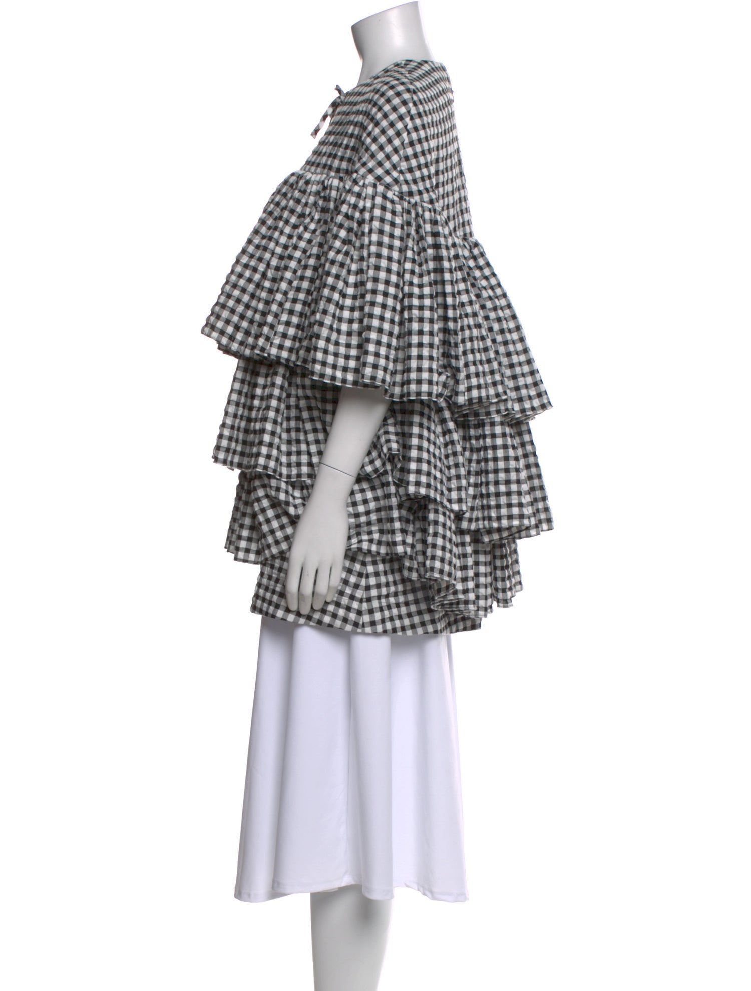Meryll Rogge Plaid Print Tie Neck Top