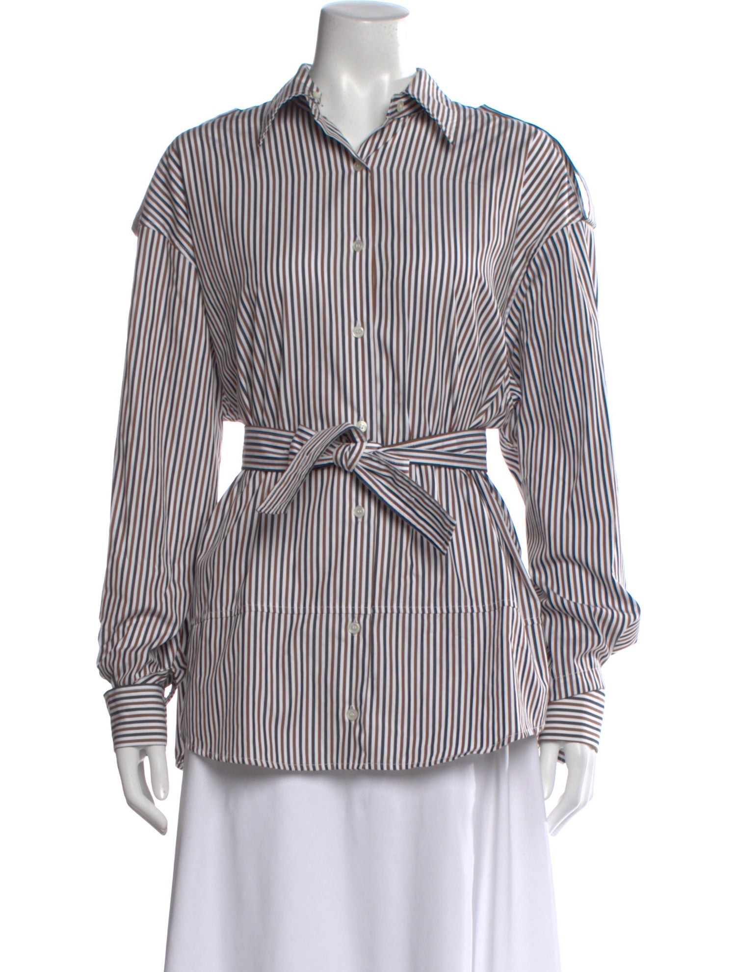 Meryll Rogge Striped Long Sleeve Button-Up Top