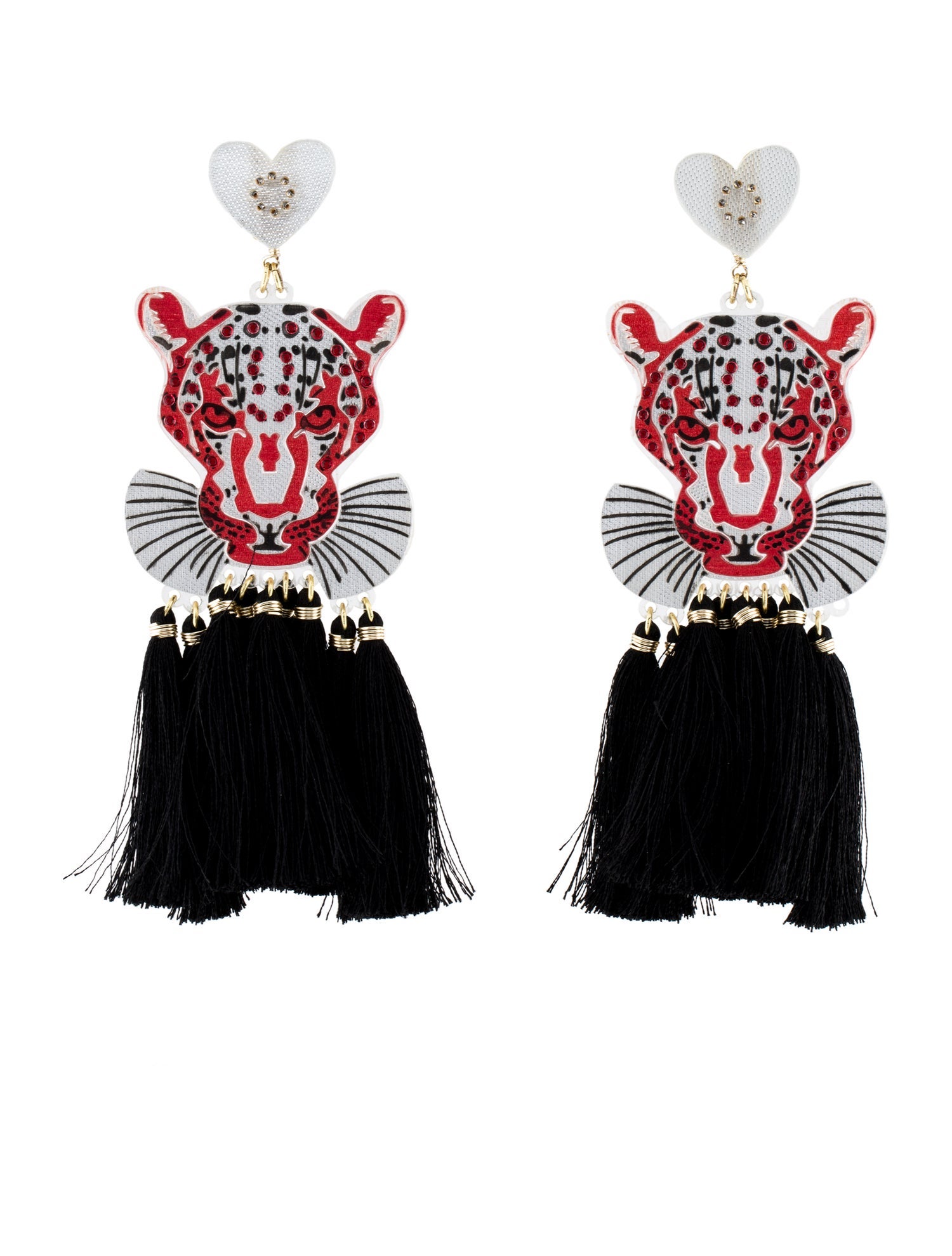 Mercedes Salazar Crystal & Acrylic Tiger Chandelier Earrings