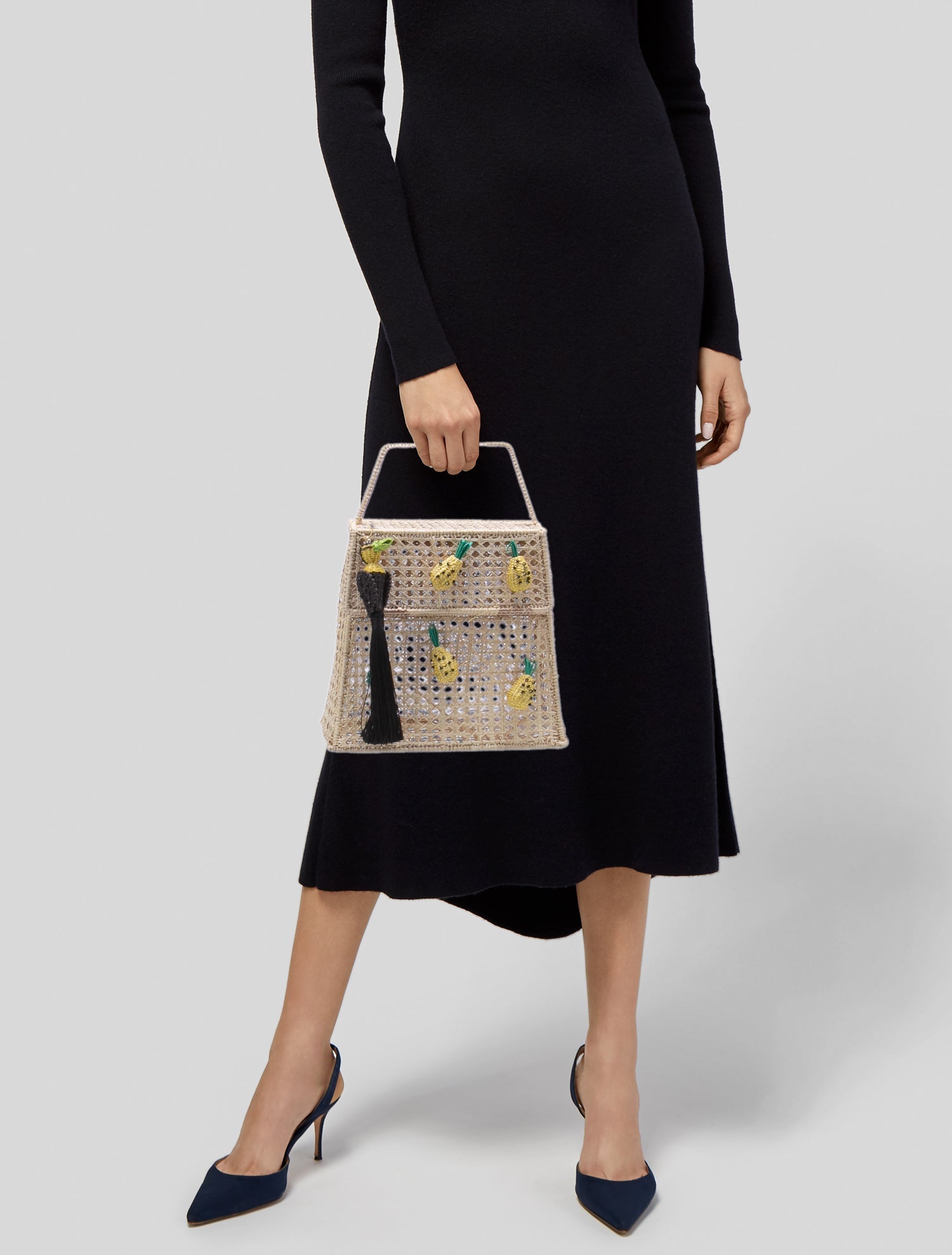 Mercedes Salazar Raffia Top Handle Bag