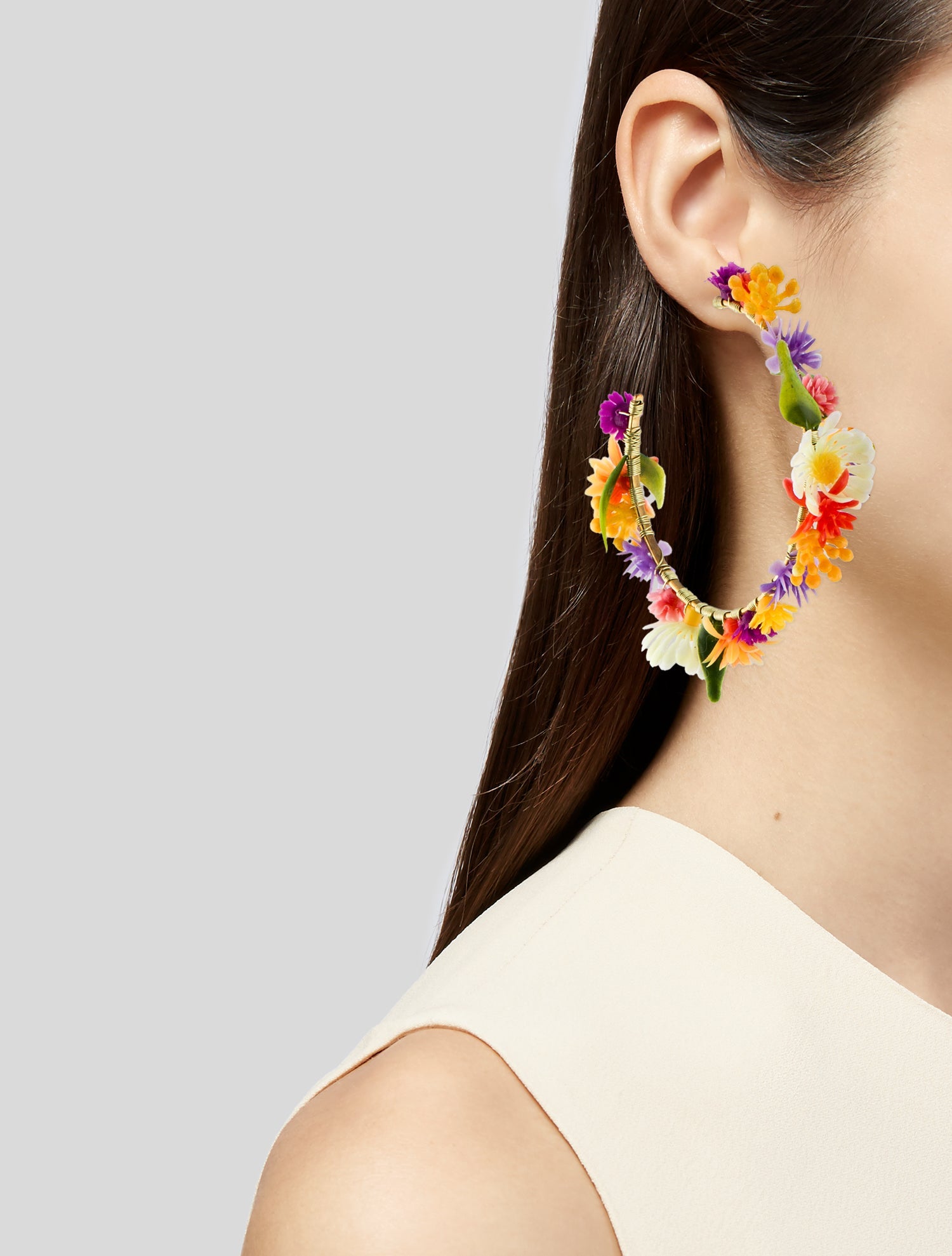 Mercedes Salazar Fiesta Flower Hoop Earrings