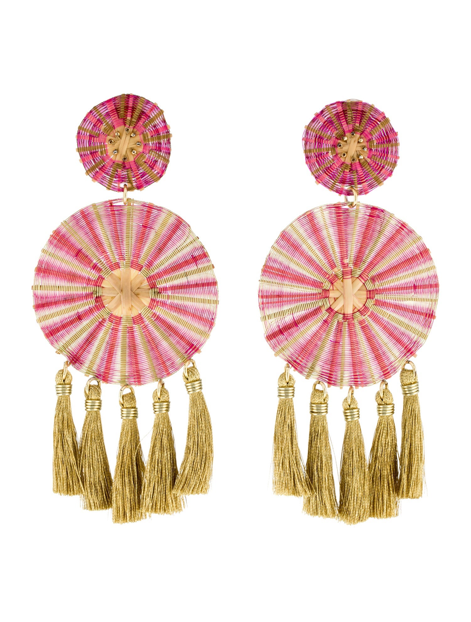 Mercedes Salazar Embellished Tassel Clip-On Chandelier Earrings