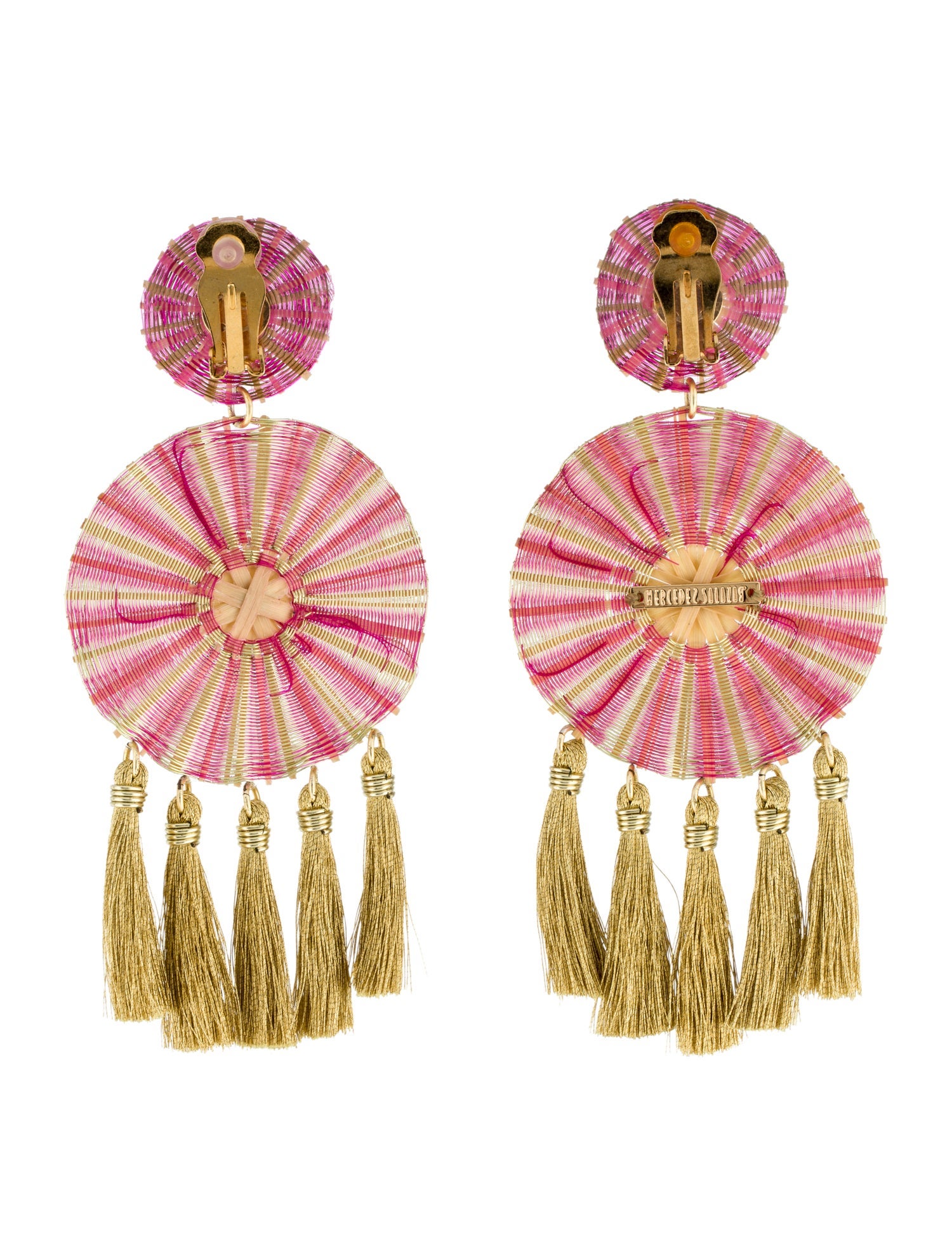 Mercedes Salazar Embellished Tassel Clip-On Chandelier Earrings