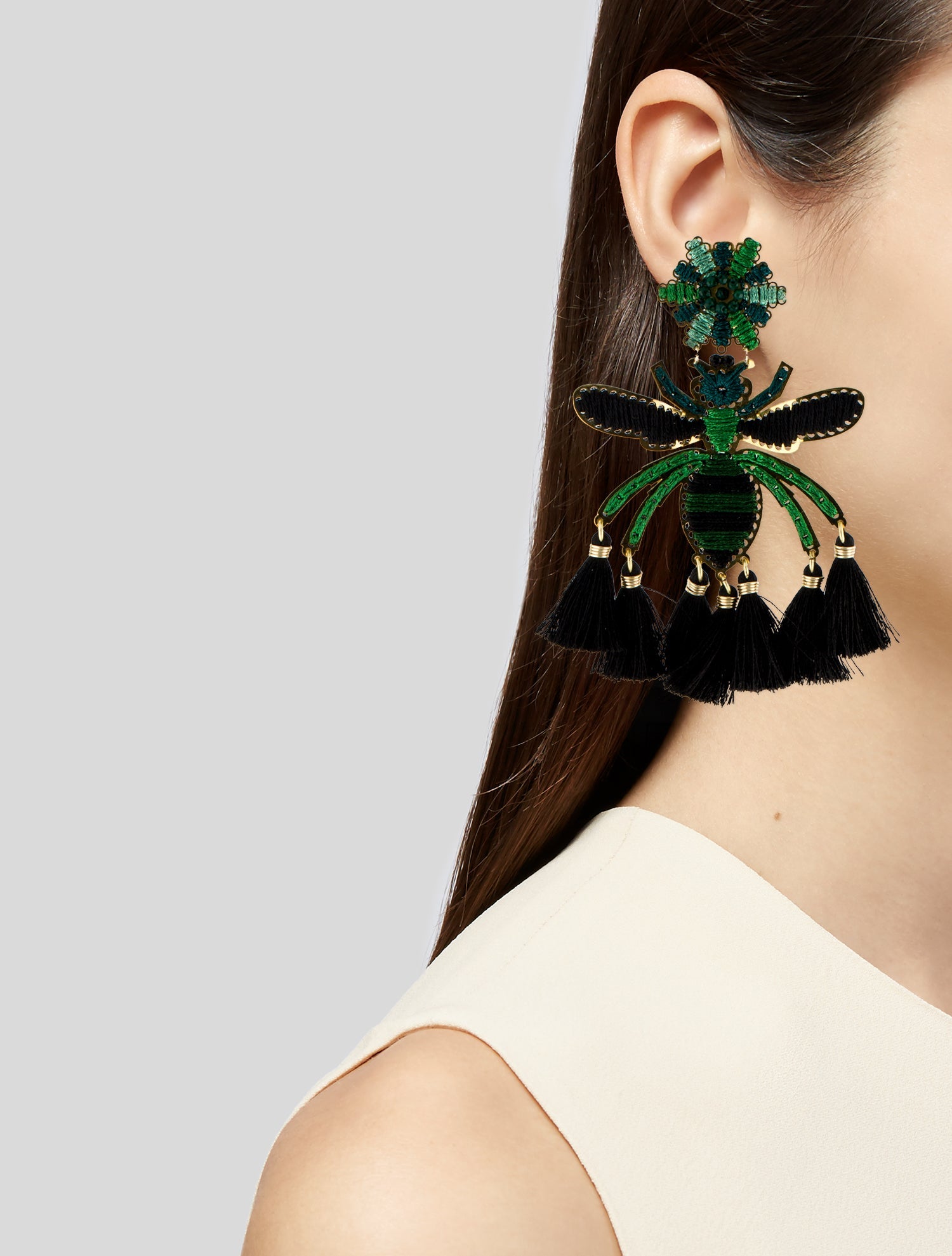 Mercedes Salazar Thread & Bead Chandelier Clip-On Earrings