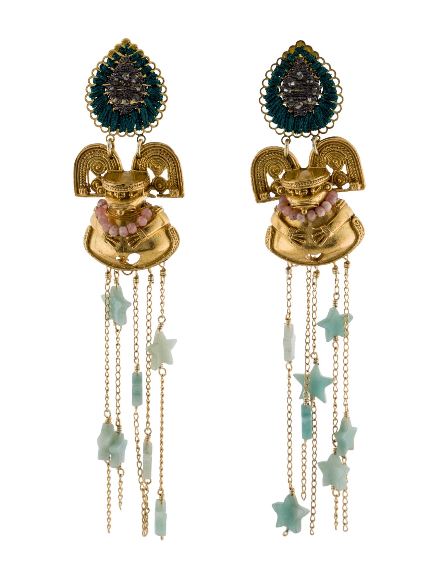 Mercedes Salazar Beaded Stars Clip-On Drop Earrings