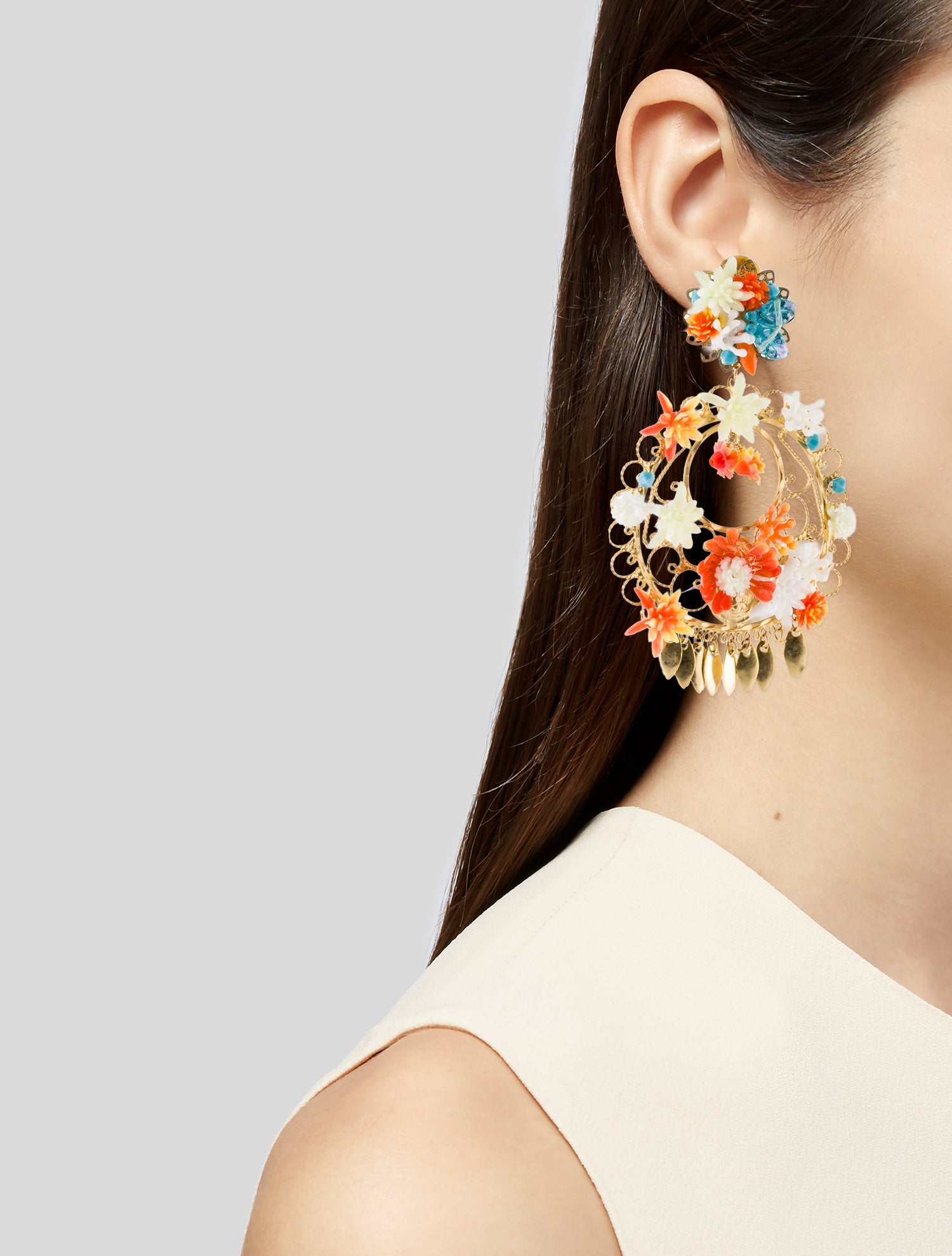 Mercedes Salazar Flower Chandelier Earrings