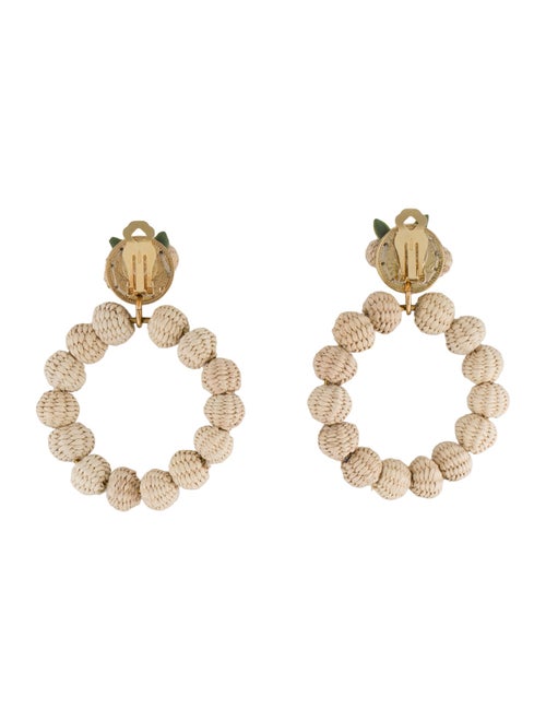 Mercedes Salazar Pearl, Raffia & Resin Beige Moon Clip-On Hoop Earrings