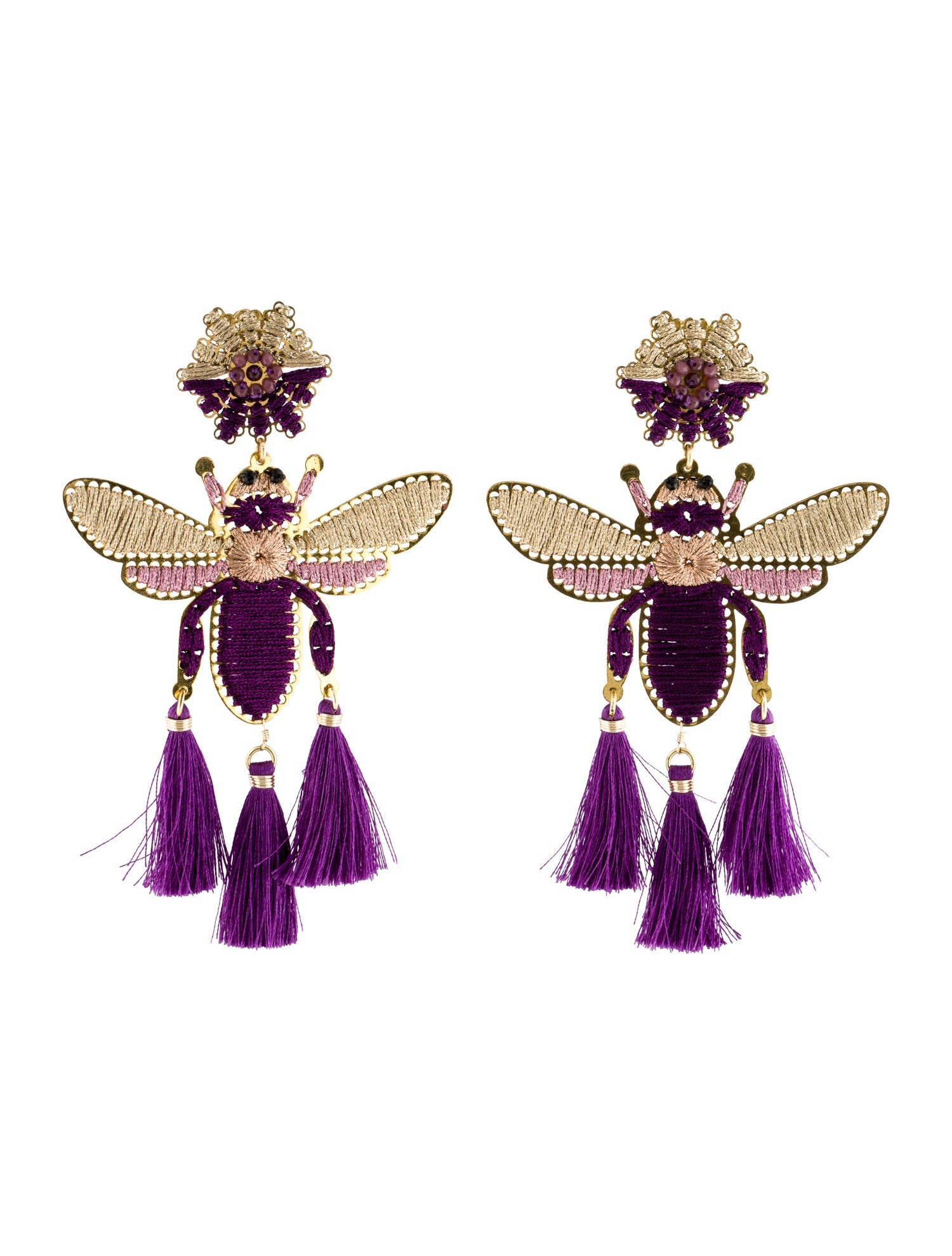 Mercedes Salazar Thread Bee Clip-On Drop Earrings