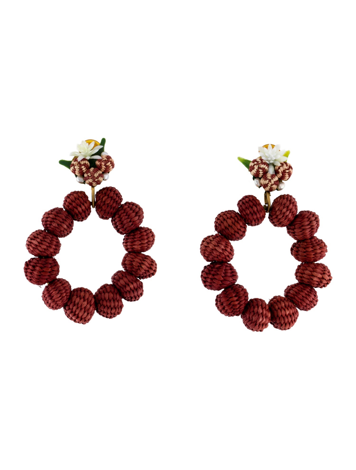 Mercedes Salazar Pearl & Resin 'Raffia' Clip-On Hoop Earrings