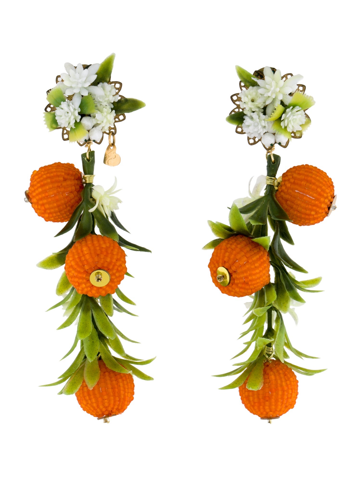 Mercedes Salazar Bead Orange Clip-On Drop Earrings
