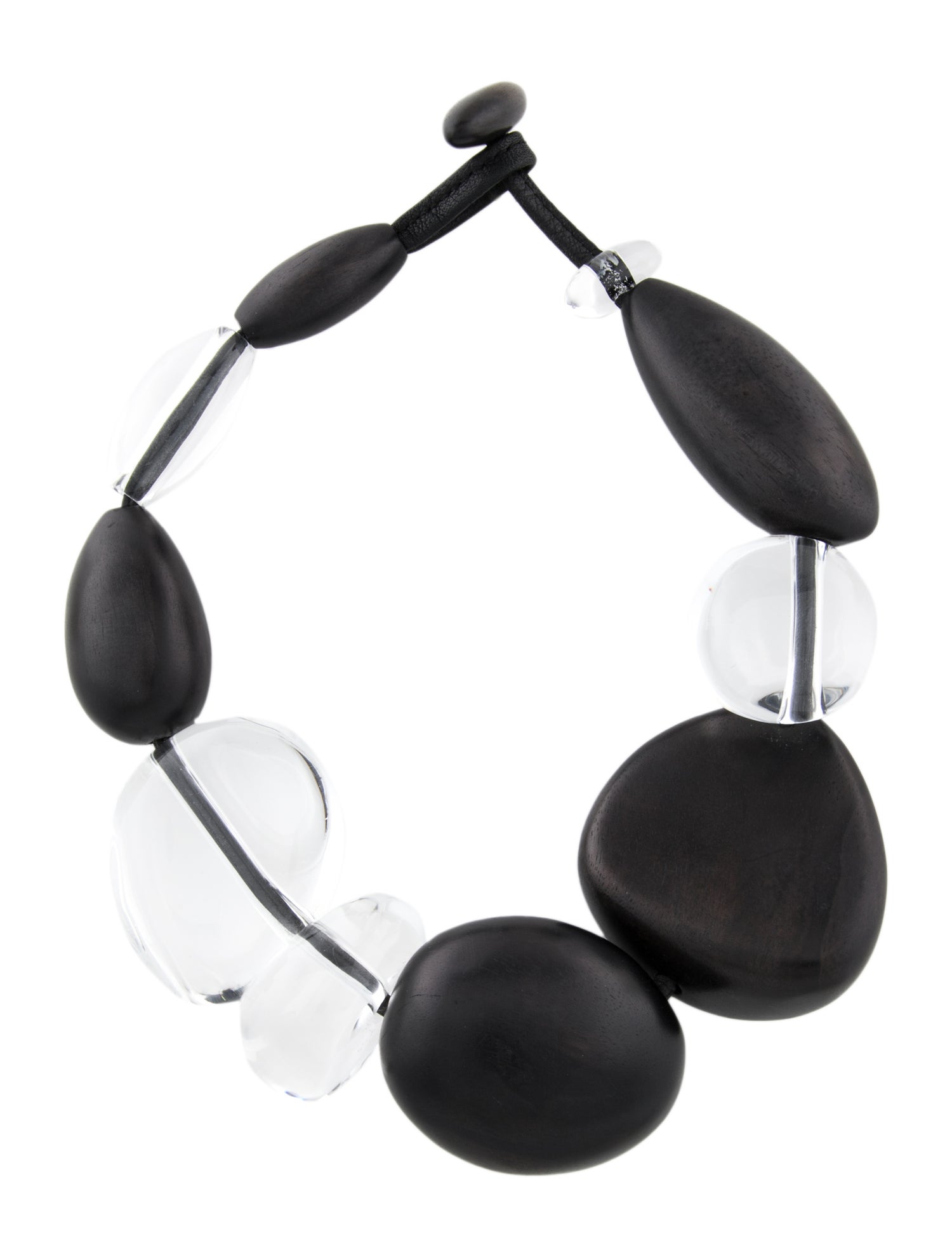 Monies Leather, Resin & Ebony Wood Collar Necklace