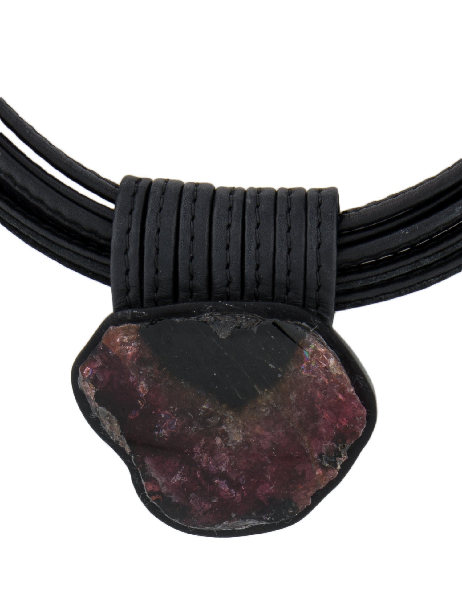 Monies Wood & Stone Leather Multistrand Pendant Necklace