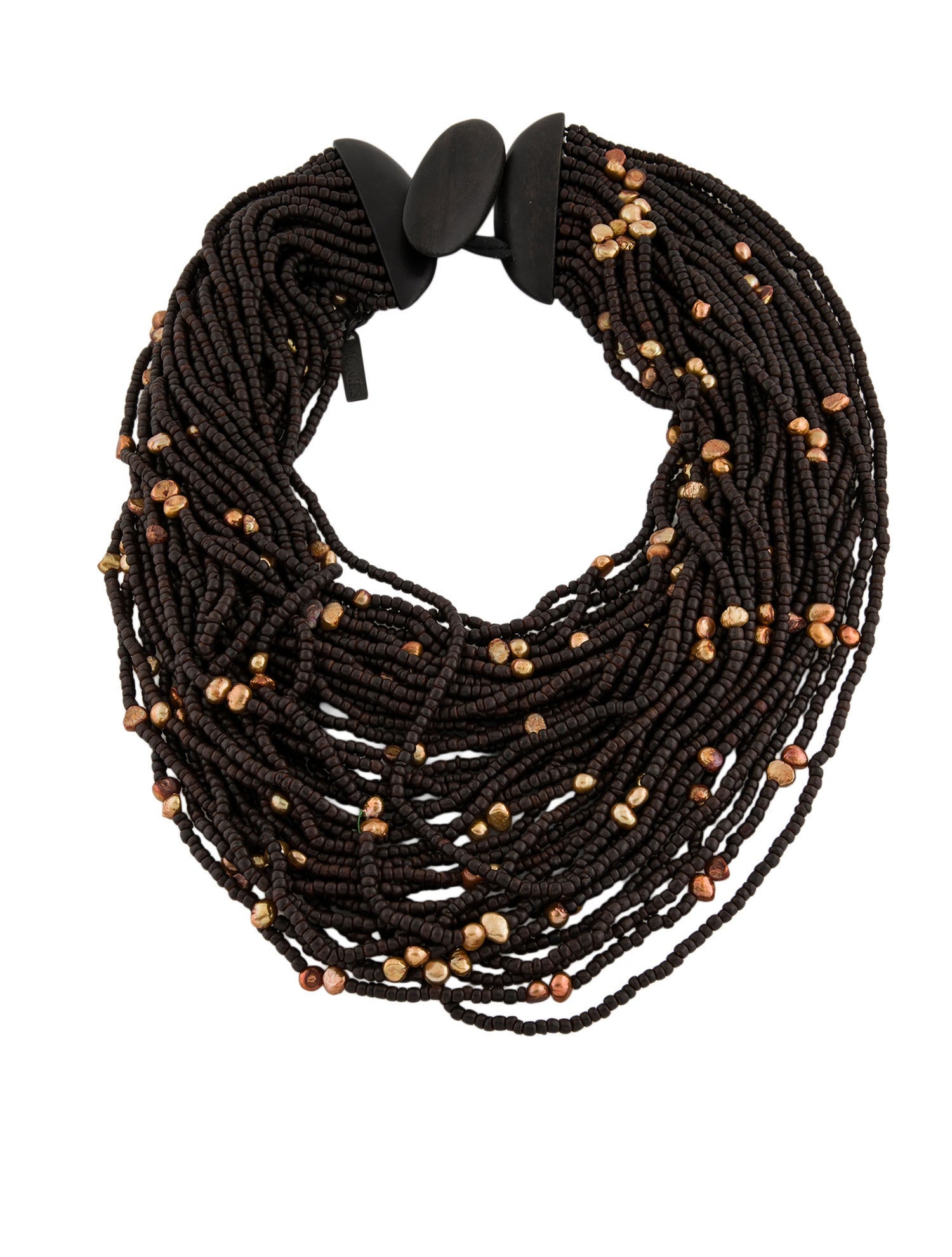 Monies Dyed Pearl, Leather, & Wood Multistrand Necklace